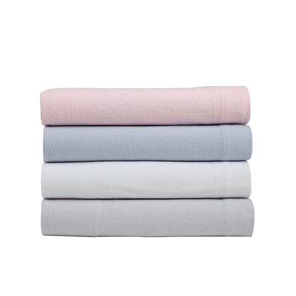 Laura Ashley - Juego de sábanas King, Ropa de Cama de Franela de algodón, Cepillado para Mayor suavidad y Comodidad (Azul Sereno, King)