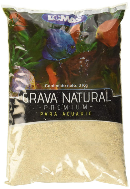 Lomas Arena Silica Grano Fino para Peceras con 3 Kilos + Grava Grano Medio para Acuarios o Peceras con 3 Kilosgramos