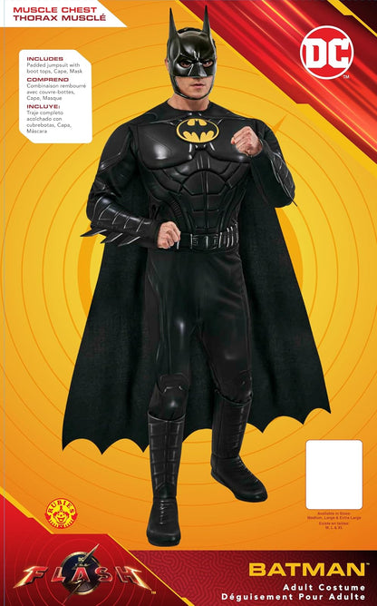 Rubies DC The Flash Movie: Disfraz de Batman Deluxe para adultos, para hombre, XL