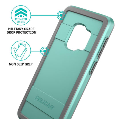 Pelican Funda Protectora para Samsung Galaxy S9, Color Azul y Gris