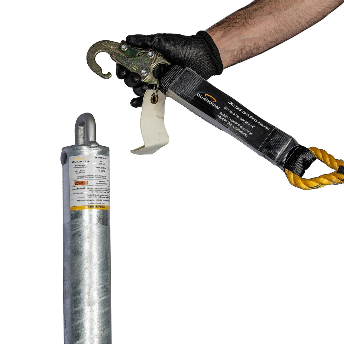Guardian 00656 - Anclaje de poste de acero galvanizado de 18 pulgadas de alto, aplicaciones de hormigón de 5000 libras, rotura mínima de Stregth OSHA y ANSI Cumple