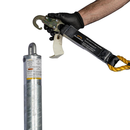 Guardian 00656 - Anclaje de poste de acero galvanizado de 18 pulgadas de alto, aplicaciones de hormigón de 5000 libras, rotura mínima de Stregth OSHA y ANSI Cumple