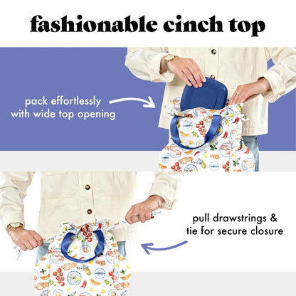 Fit & Fresh Cromwell - Bolsa de almuerzo con cordón para mujer, juego completo de almuerzo con 2 recipientes, resistente a las manchas, resistente a fugas, esencial para el regreso a la escuela