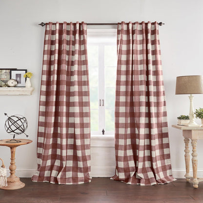 Elrene Home Fashions Cortina Oscurecedora Grainger a Cuadros - Rojo - 132.1An x 241.3Al cm (1 Paneles)