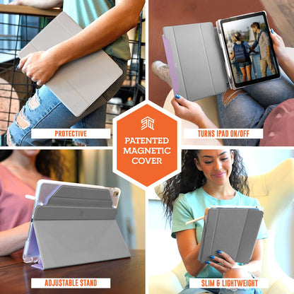 STM Studio Funda Folio Compatible con iPad 10.2" Gen 7/8/9, Protección contra Golpes, Cubierta Inteligente - Morado