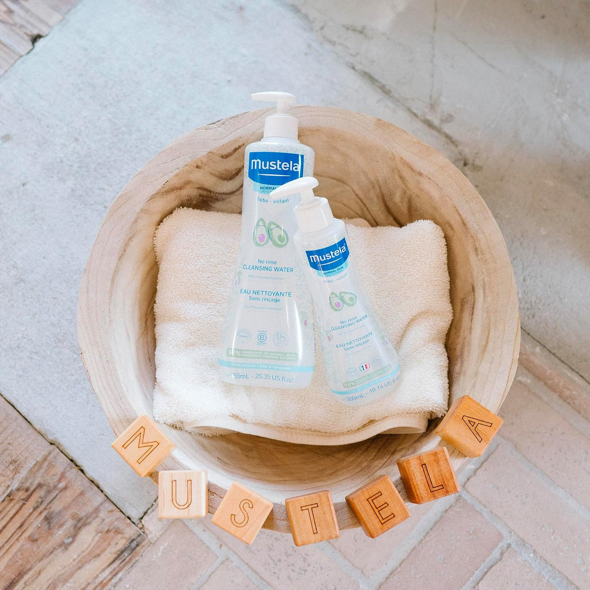 Agua limpiadora para bebés Mustela - Agua micelar sin enjuague - con aguacate natural y aloe vera - para la cara, el cuerpo y el pañal del bebé - 10.14 fl. onz.
