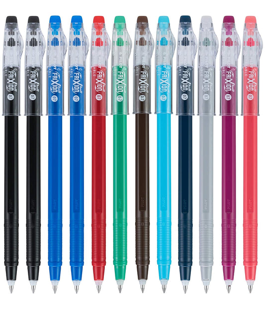 Pilot Frixion ColorSticks, bolígrafos borrables, caja con 12 piezas, punto fino (0.7 mm), colores surtidos