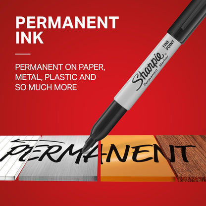 Sharpie - Paquete variado de marcadores permanentes, incluye cincel, puntas finas y ultrafinas, juego de marcadores, escritura, colorear, póster, oficina, suministros escolares, negro, 6 unidades