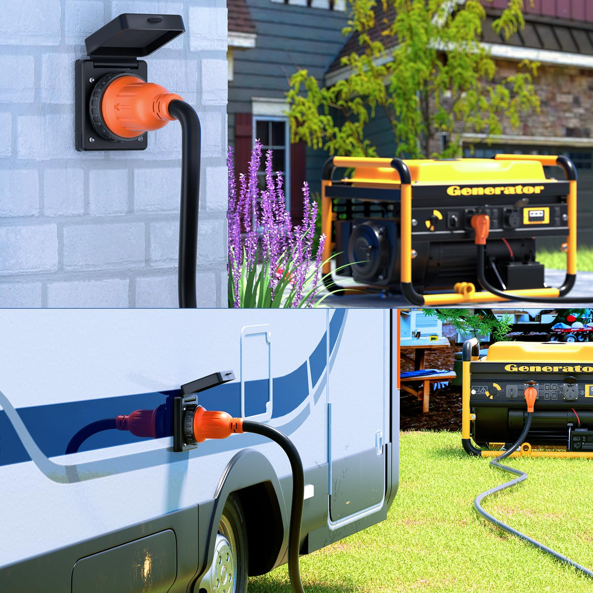 Nilight - Receptáculo de 30 amperios para autocaravana, 125 V, con bloqueo giratorio, NEMA L5-30P, caja de entrada con enchufe macho con brida cerrada y cerrada, con tapa para caravana, caravana,