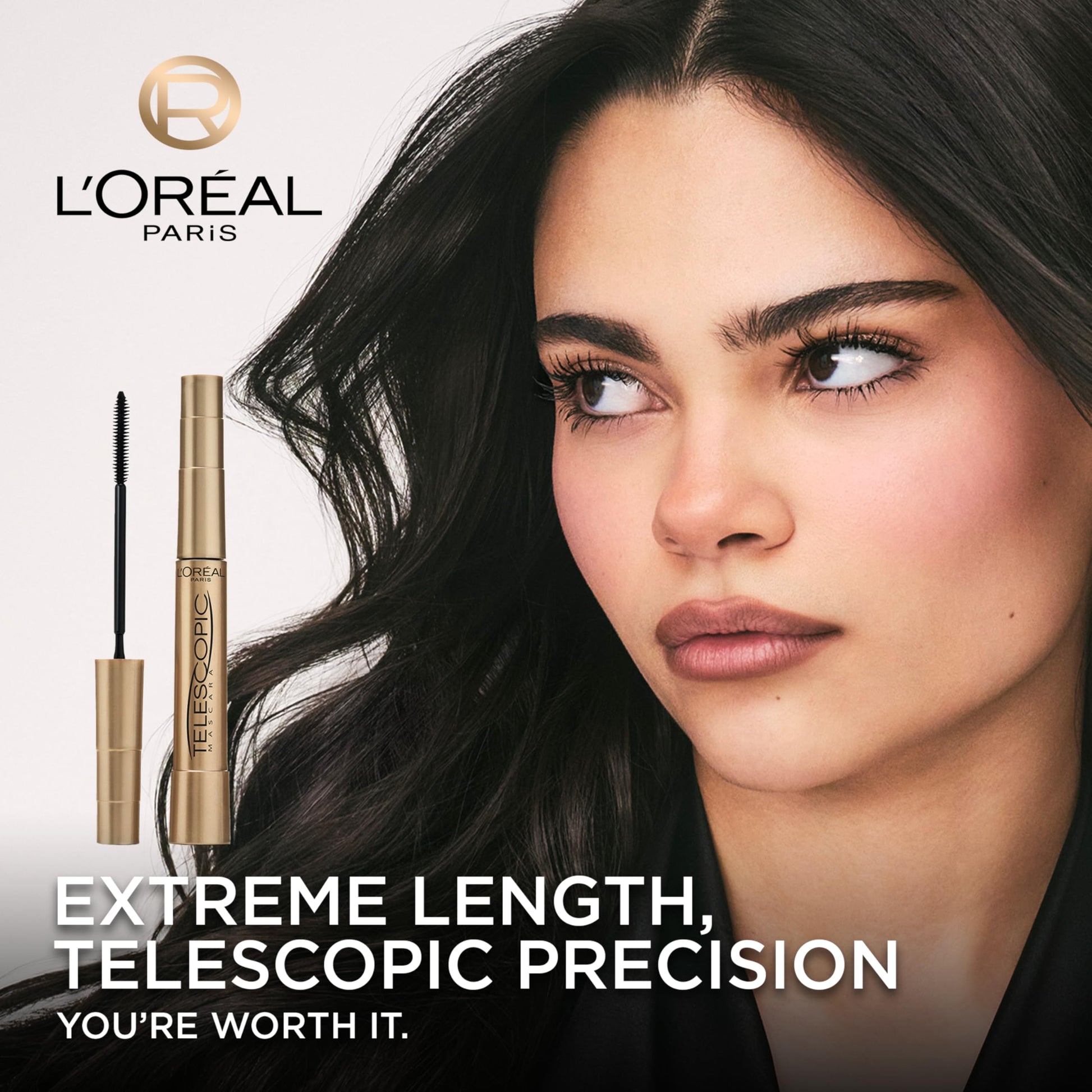 L'Oréal Paris - Máscara telescópica de maquillaje, Washable Blackest Black