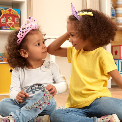 Melissa & Doug Colección de Tiaras Enjoyadas para Juego Imaginativo, Construcción Duradera, Disfraces para Niños, Juego de Simulación (4 Tiaras y Coronas de Disfraz)