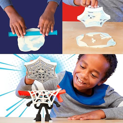Play-Doh Hasbro Marvel Set de Juego Spider-Man Lanza y Atrapa - Kit de Manualidades 2 Figuras Flexibles, 7 Accesorios y 4 Latas niños y niñas a Partir de 4 años