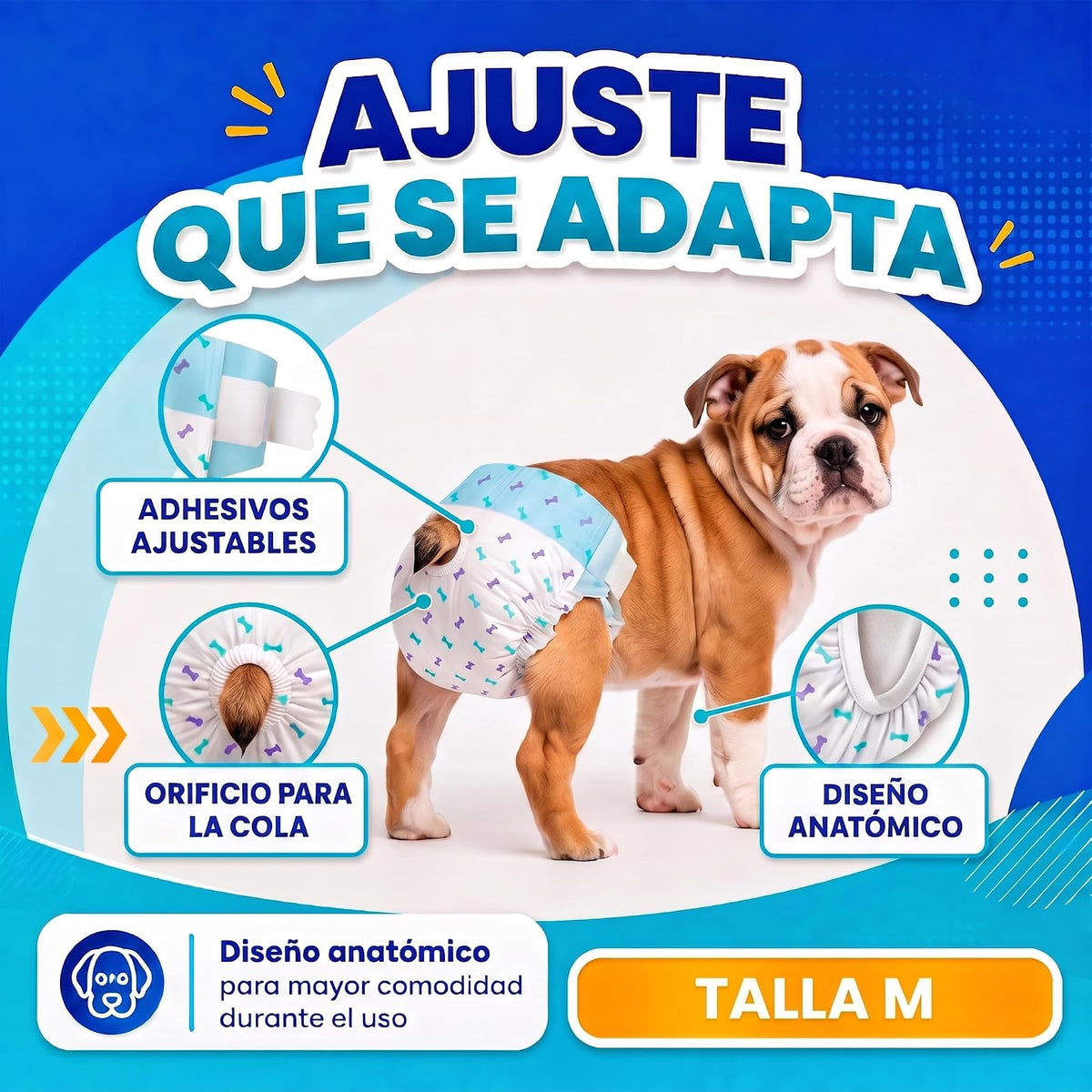Fancy Pets Pañales Desechables para Perro Med, Súper Absorbentes, 12 Piezas, para Incontinencia, Entrenamiento y Celo, Cómodos y Ajustables