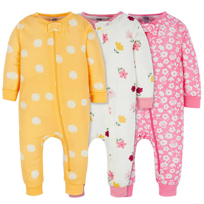 Onesies 3-Pack Snug Fit One-Piece Cotton Pajamas Dormidores para bebés y niños pequeños bebés niñas