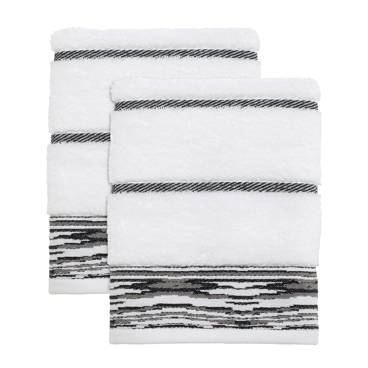 Nicole Miller - Toallas de Mano, algodón Suave y Absorbente, Esenciales para recámara, Juego de 2 (colección Sydney, Blanco/Negro)