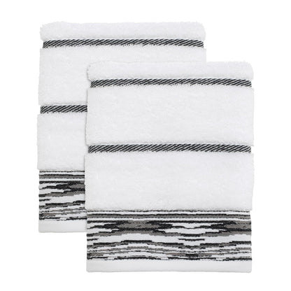 Nicole Miller - Toallas de Mano, algodón Suave y Absorbente, Esenciales para recámara, Juego de 2 (colección Sydney, Blanco/Negro)