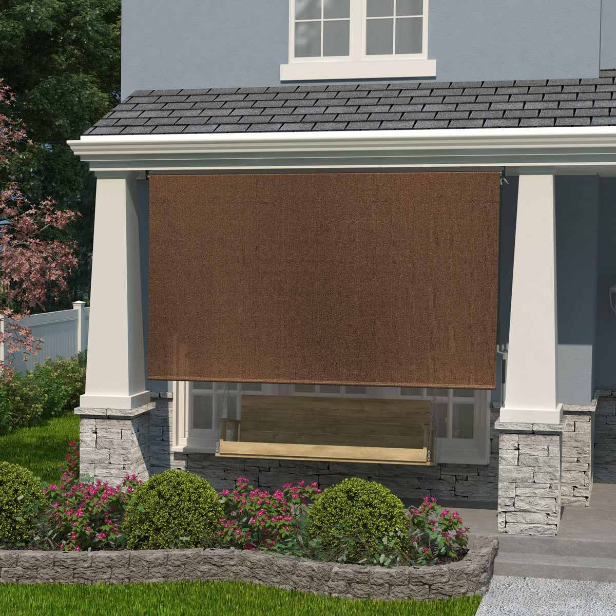 Coolaroo Persiana Enrollable para Exterior, Bloqueo UV 95% - Color moca - 122An x 183Al cm - Persianas enrollables