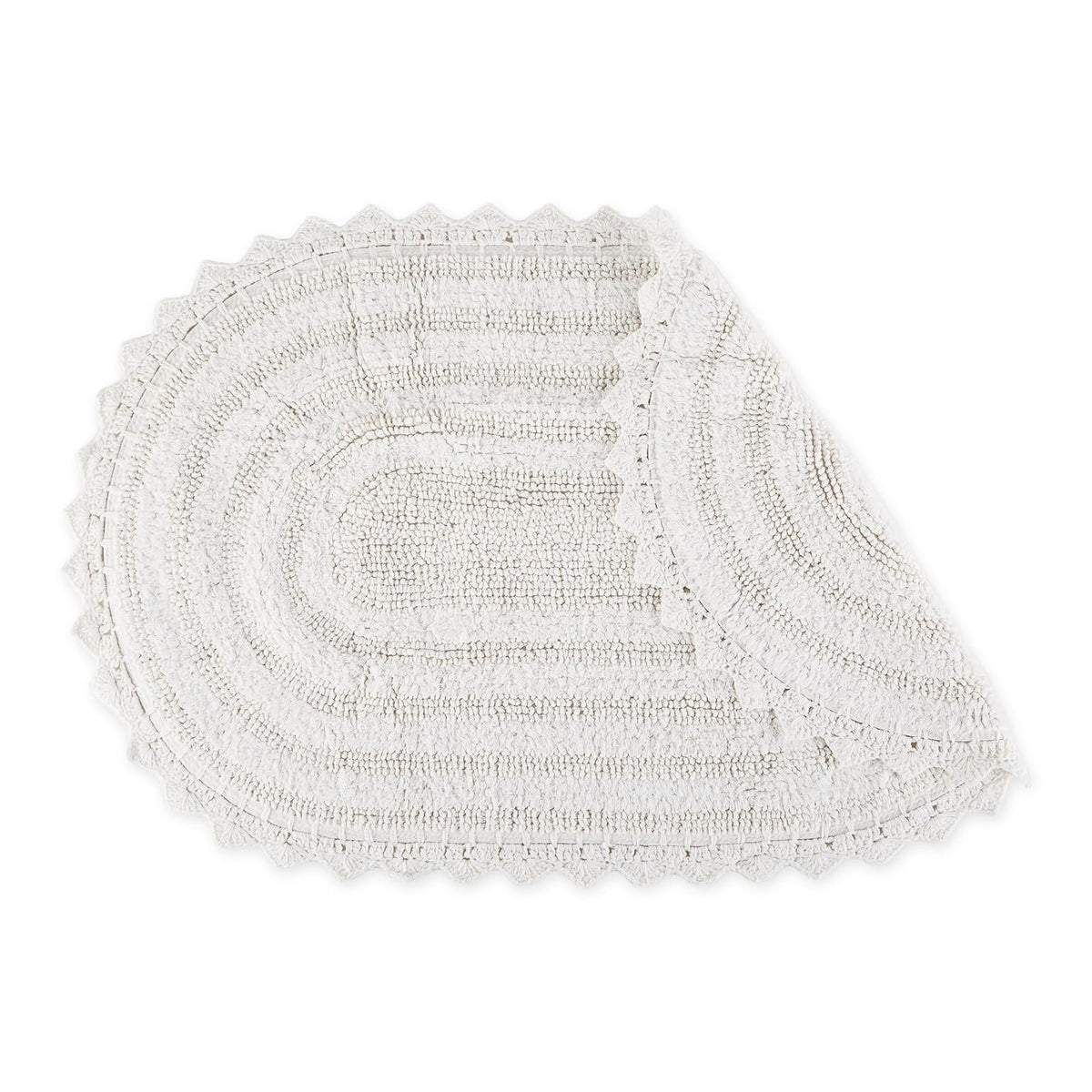 DII Ultra Soft Spa Cotton Crochet Oval Bath Mat or Rug Place in Front of Shower, Vanity, Bath Tub, Sink, and Toilet, 21 x 34" - White
