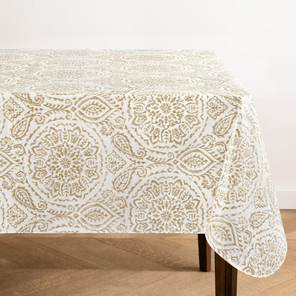 Elrene Home Fashions Savannah Mantel de Vinilo Boho Paisley - Gris pardo - 213.4 x 152.4 cm (Rectangular)