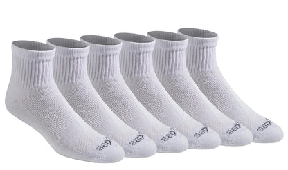 Dickies Calcetines Dri-Tech Control de Humedad para Hombre - M - Blanco Sólido (6 Pares)