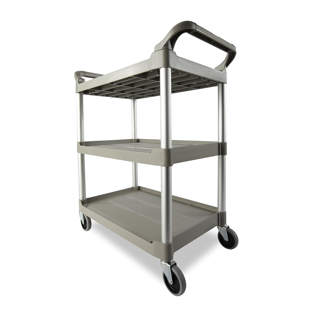 Rubbermaid Carrito de Servicio 3 Estantes, 90 kg de Capacidad, Negro - Platinado - Platinum
