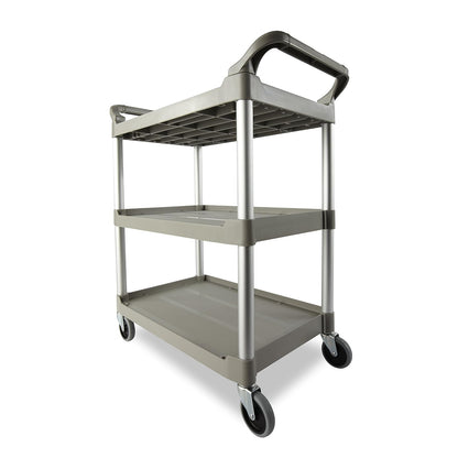 Rubbermaid Carrito de Servicio 3 Estantes, 90 kg de Capacidad, Negro - Platinado - Platinum