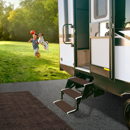 Prest-O-Fit Paquete de 3 alfombras 2-4066 Outrigger RV Step Alfombra café Chocolate 18 Pulgadas Ancho