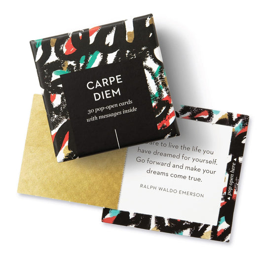Compendium ThoughtFulls Carpe Diem - 30 tarjetas abiertas, cada una con un mensaje inspirador diferente en el interior