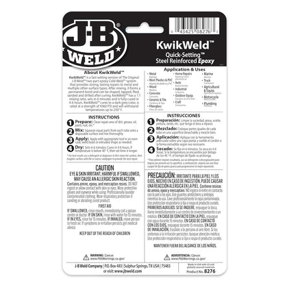 J-B Weld 8276 KwikWeld - Epoxi reforzado de acero de ajuste rápido, color gris oscuro, 2 onzas