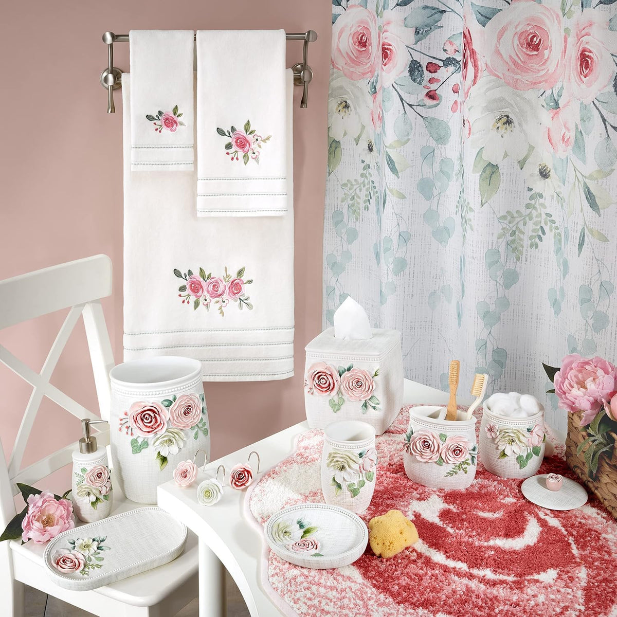 Avanti Linens - Toalla de baño, Toalla de algodón Suave y Absorbente (colección Spring Garden) 52 x 27 Pulgadas