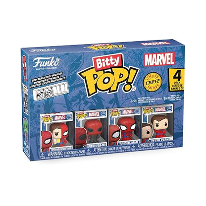 Funko Bitty Pop! 4 Pack: Spider-Man - Parker Split, Superior | Mercancía Oficial de Superheroes - Mini Figuras de 2.2 cm con Exhibidor - Decoración de Pasteles y Relleno de Piñata