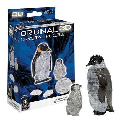 BePuzzled Rompecabezas de Cristal 3D Colección Animales 43 Piezas - Rompecabezas de vidrio 3D - Pingüino y bebé