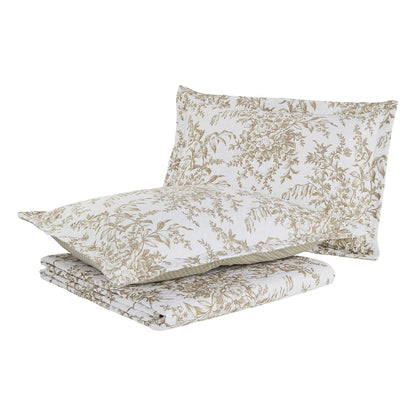 Laura Ashley - Juego de edredón de algodón Reversible con Fundas a Juego, decoración del hogar para Todas Las Estaciones (Bedford Mocha, Queen)