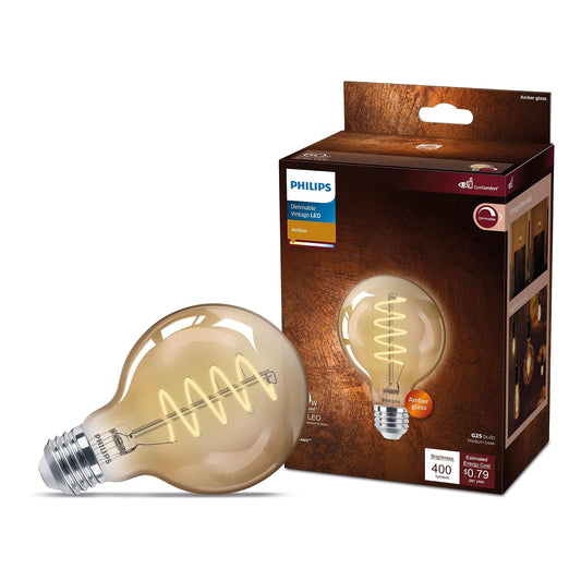 Philips LED Foco Filamento LED Espiral - 6.5W G25 Vintage - Ambar