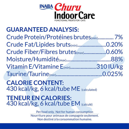 Churu Inaba, Premios Cremosos para Gato, Sabor Atún, Control de Bolas de Pelo, 24 Tubos de 14g