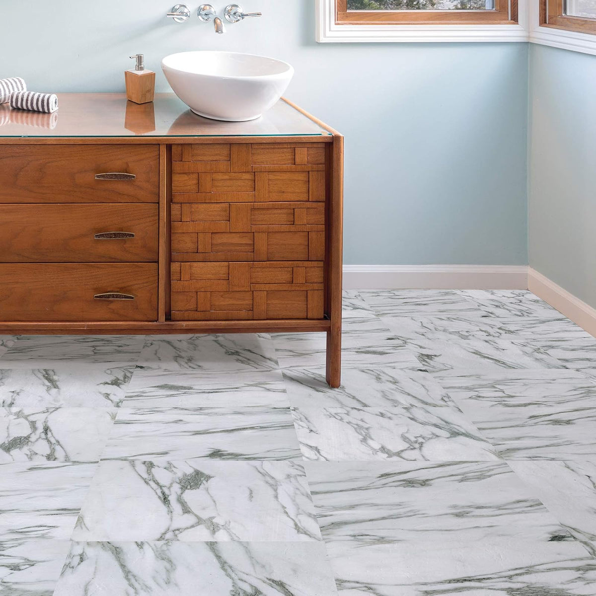FloorPops Azulejos De Piso Opalina FP3329 | Blanco y blanquecino, 10 pies cuadrados, paquete de 1