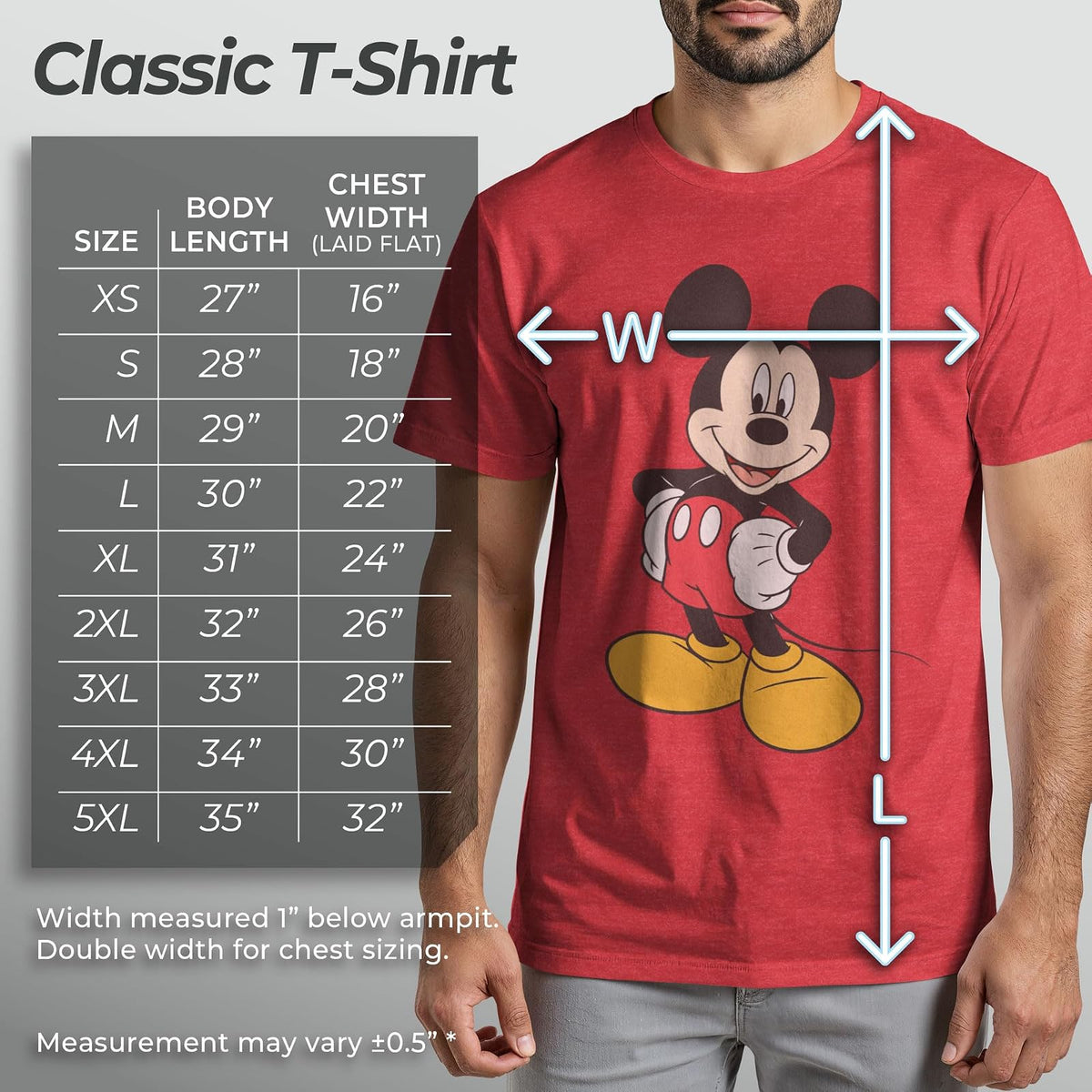 Disney Playera clásica de Manga Corta con gráfico de Mickey Mouse Camiseta para Hombre