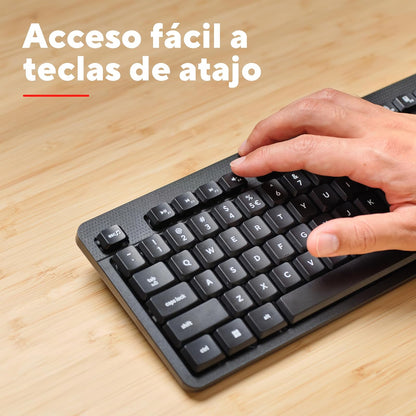 Trust ODY II Teclado Inalámbrico Silencioso QWERTY Español, Negro | Resistente a Derrames, Tamaño Completo, Receptor USB, Ideal para Oficina, Compatible con PC/Laptop/Windows/MacOS
