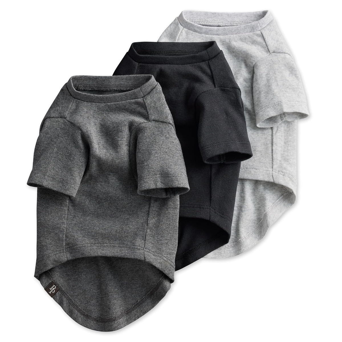 Pet Passion Paquete de 3 Playeras de Manga Corta para Perro, Algodón Orgánico - XS - gris ombre