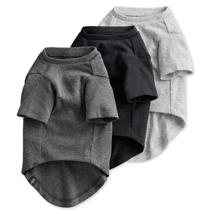 Pet Passion Paquete de 3 Playeras de Manga Corta para Perro, Algodón Orgánico - XS - gris ombre