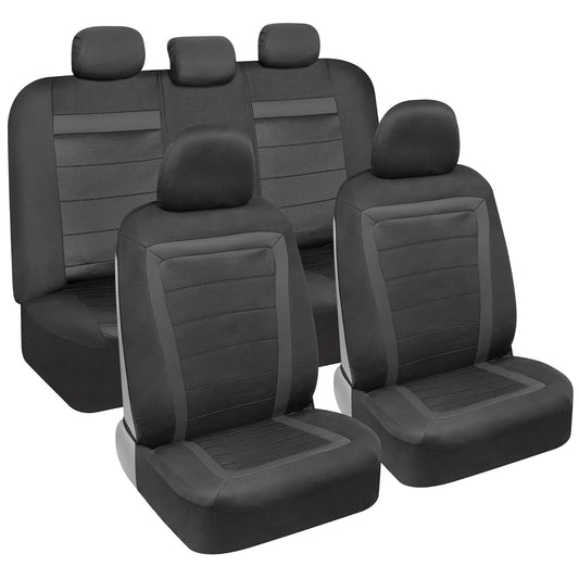 BDK - Juego completo de fundas de asiento de automóvil CarXs FreshMesh con detalles en color carbón: fundas de malla para asientos delanteros con protector de asiento trasero dividido, fundas interiores para automóviles, furgonetas y SUV