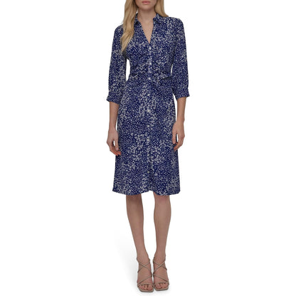 DKNY Chambray Stripe Long Sleeve Shirt Dress VestidoMujer