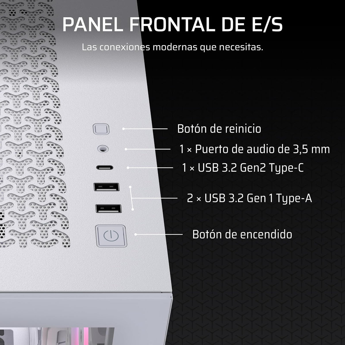 Corsair 3500X RS-R ARGB Caja de PC Semitorre – 3 Ventiladores RS120-R ARGB Preinstalados, Puede Incluir hasta 10 Ventiladores de 120mm, Compatible con Placa Base de Conexión Inversa – Blanco