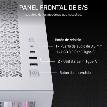 Corsair 3500X RS-R ARGB Caja de PC Semitorre – 3 Ventiladores RS120-R ARGB Preinstalados, Puede Incluir hasta 10 Ventiladores de 120mm, Compatible con Placa Base de Conexión Inversa – Blanco