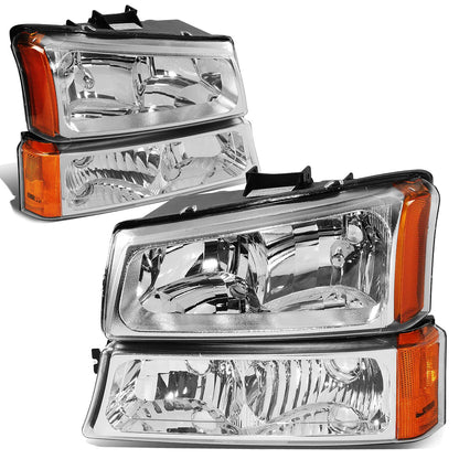 DNA Motoring Faros Delanteros para Chevrolet Silverado y Avalanche - Cromo - ámbar.