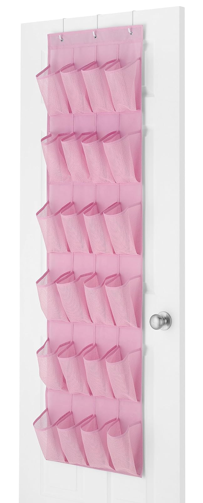Whitmor Organizador de zapatos de 24 bolsillos sobre la puerta, color rosa