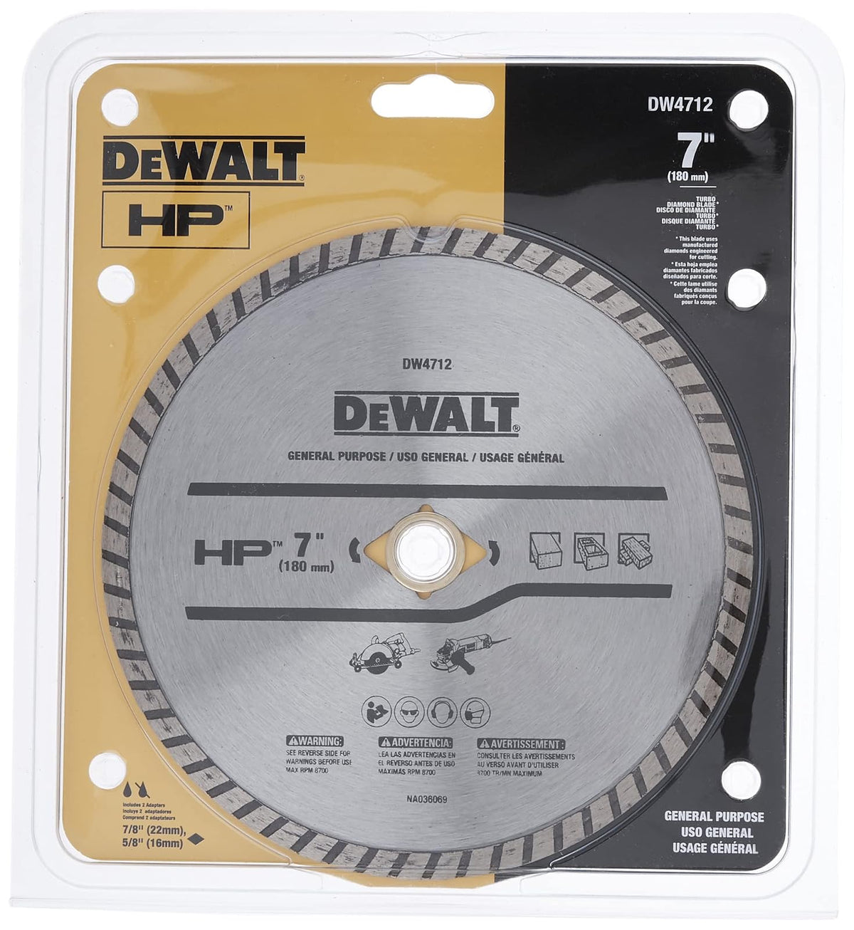 DEWALT - Hoja de diamante para bloque y ladrillo, corte seco/húmedo, borde continuo, 7 pulgadas (DW4712)
