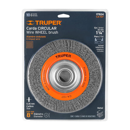 Truper CA-107, Carda alambre ondulado, 8 x 3/4" para esmeril