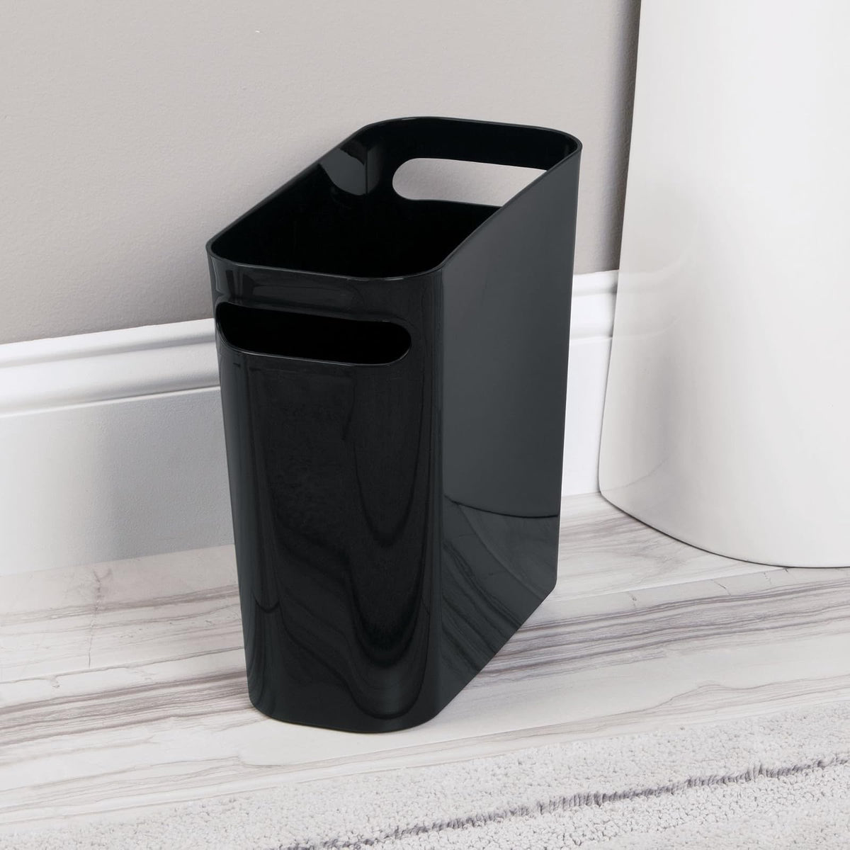 InterDesign Una - Papelera (30,5 cm), Color Azul, Basurero, Negro, 10" Inch, 1