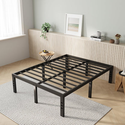 Novilla Marco de Cama de Metal con Almacenamiento, 36 cm de Alto - 14 pulgadas - Doble - Negro -